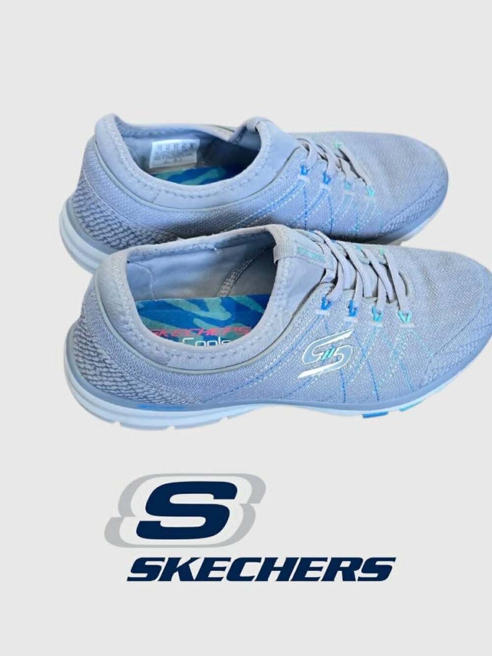 Skechers Air Cooled Memory Foam Blue  Walking Athletic Casual Shoes   Womens 7.5